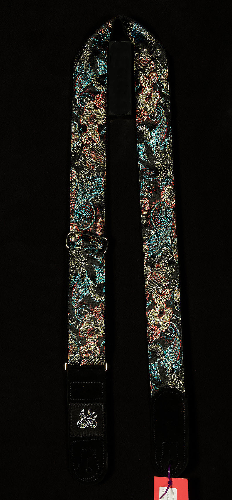 Red, Gold and Blue Flowers on Black