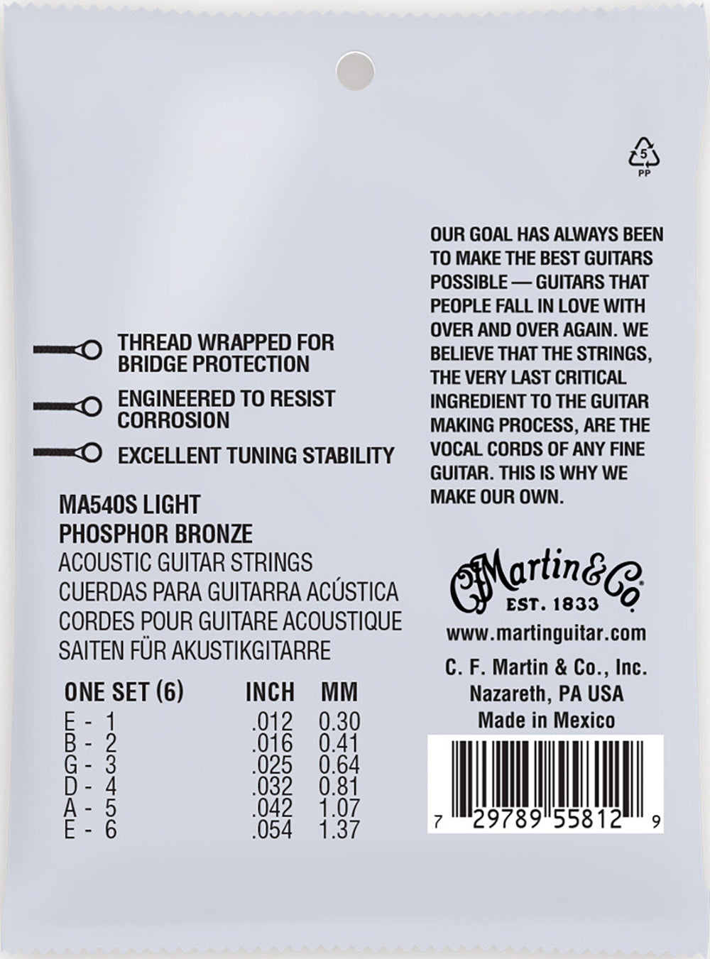 MA540S Authentic Acoustic Marquis Silked Guitar Strings Phosphor Bronze - Light 12-54