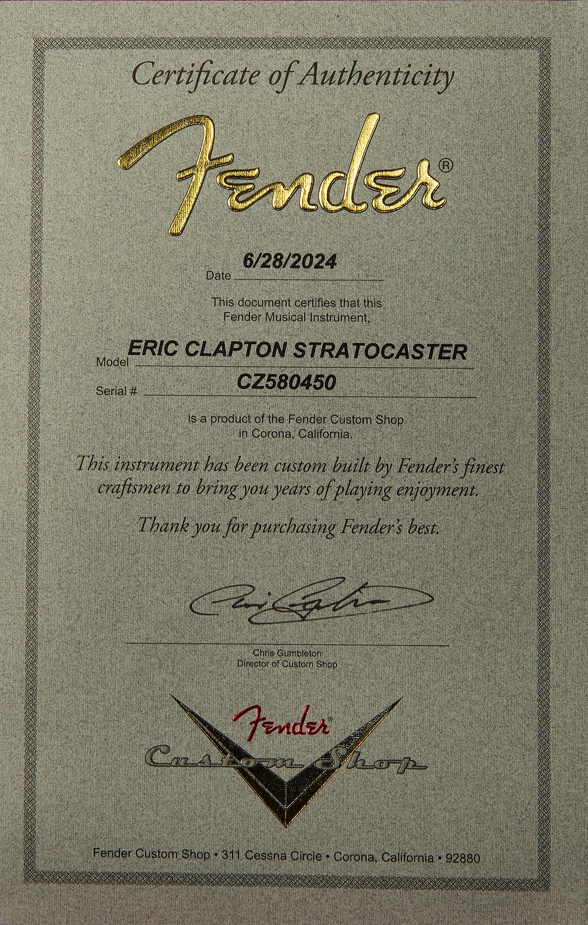 Custom Artist Series Eric Clapton Signature Stratocaster - NOS