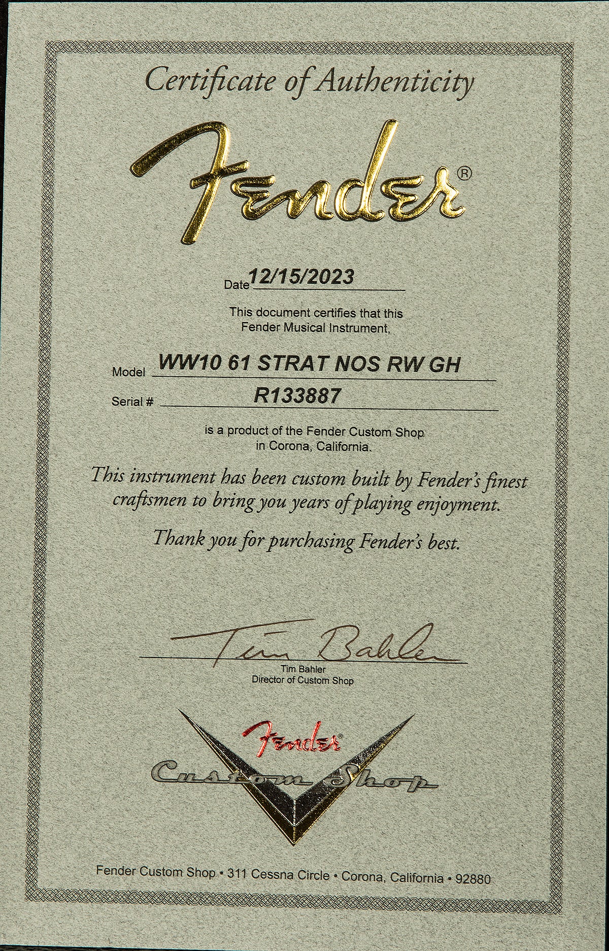 Wildwood 10 1961 Stratocaster - NOS