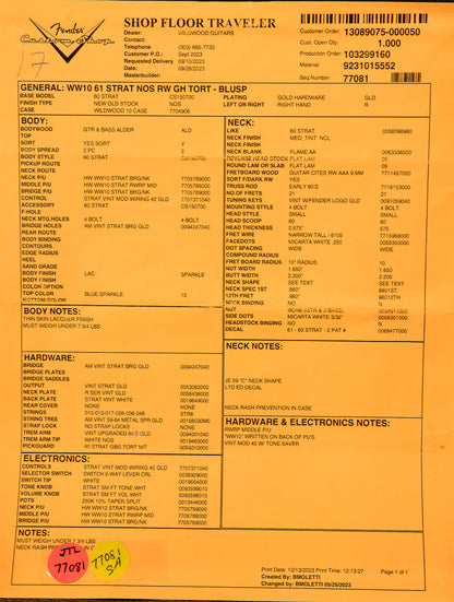 Wildwood 10 1961 Stratocaster - NOS