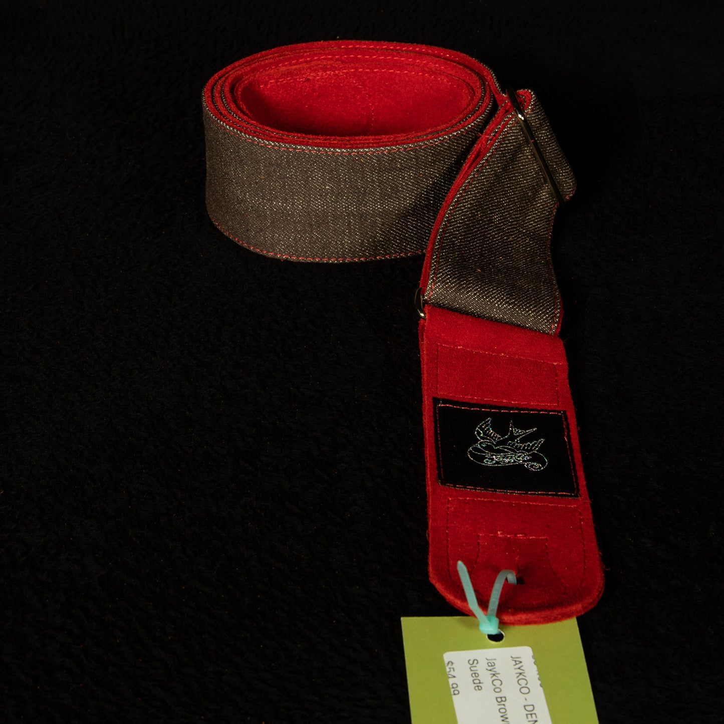 Brown Denim on Red Suede