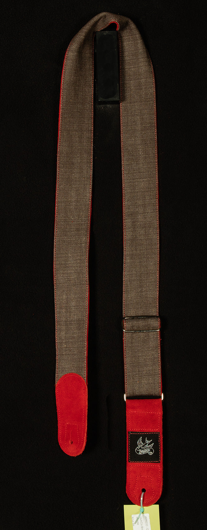 Brown Denim on Red Suede