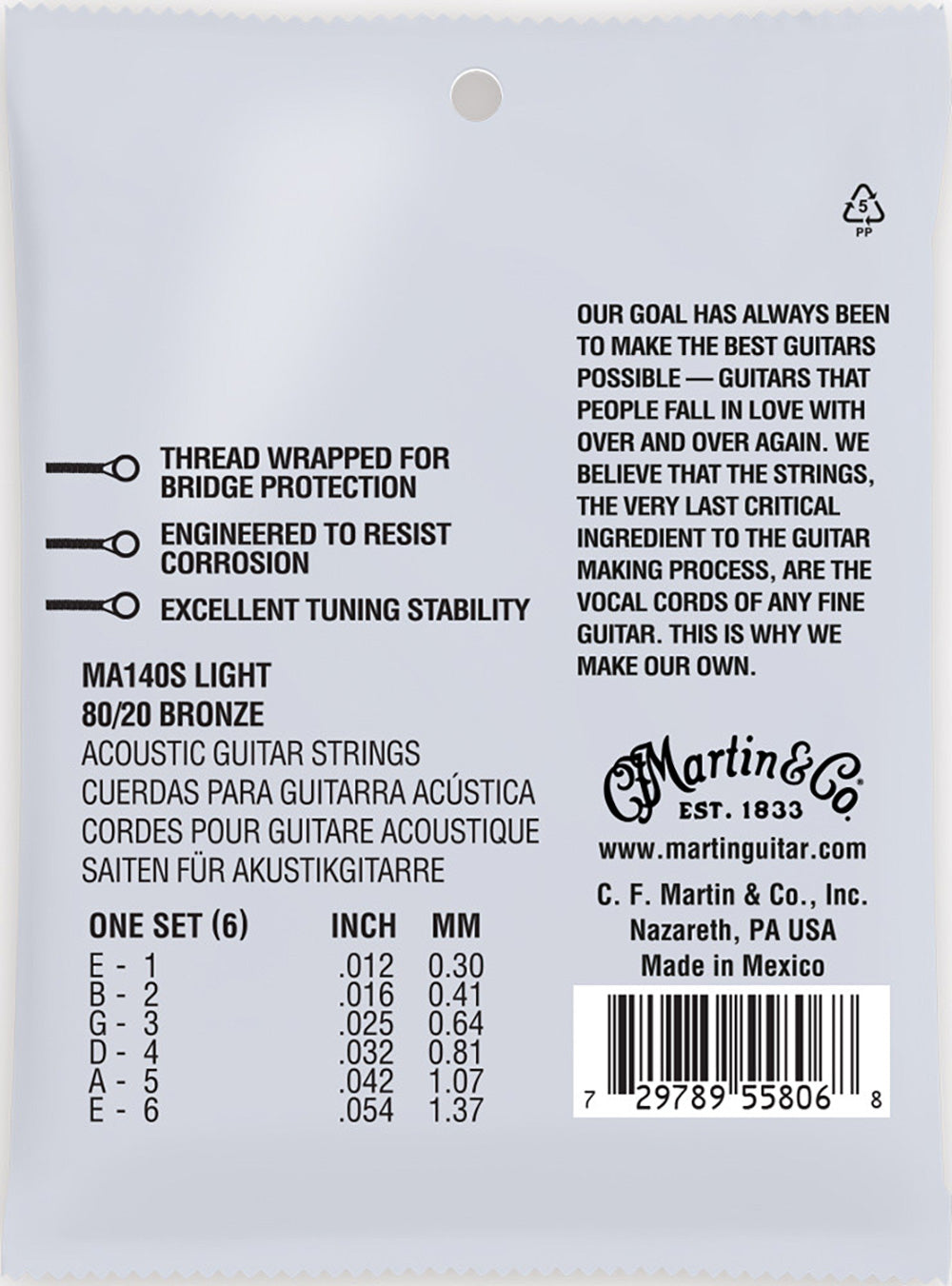 MA140S Authentic Acoustic Marquis Silked Guitar Strings 80/20 Bronze - Light 12-54
