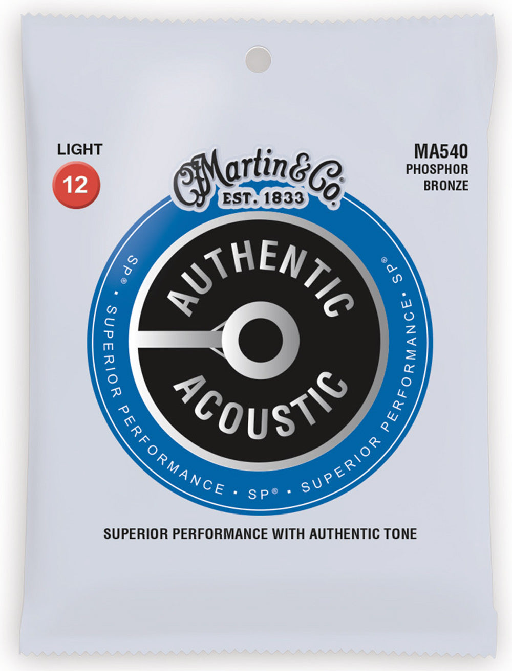 MA540 Authentic Acoustic SP Guitar Strings Phosphor Bronze - Light 12-54