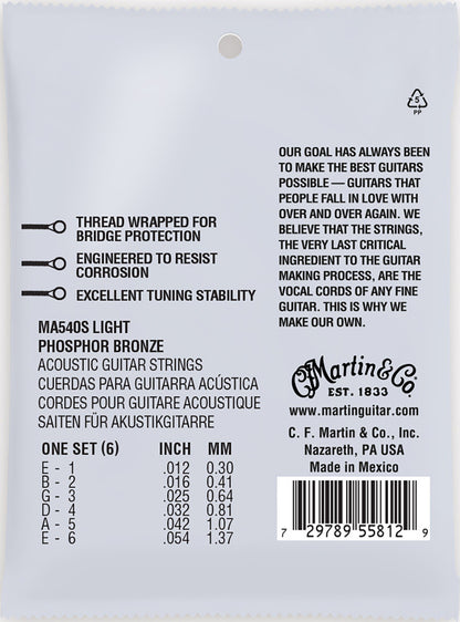 MA540S Authentic Acoustic Marquis Silked Guitar Strings Phosphor Bronze - Light 12-54