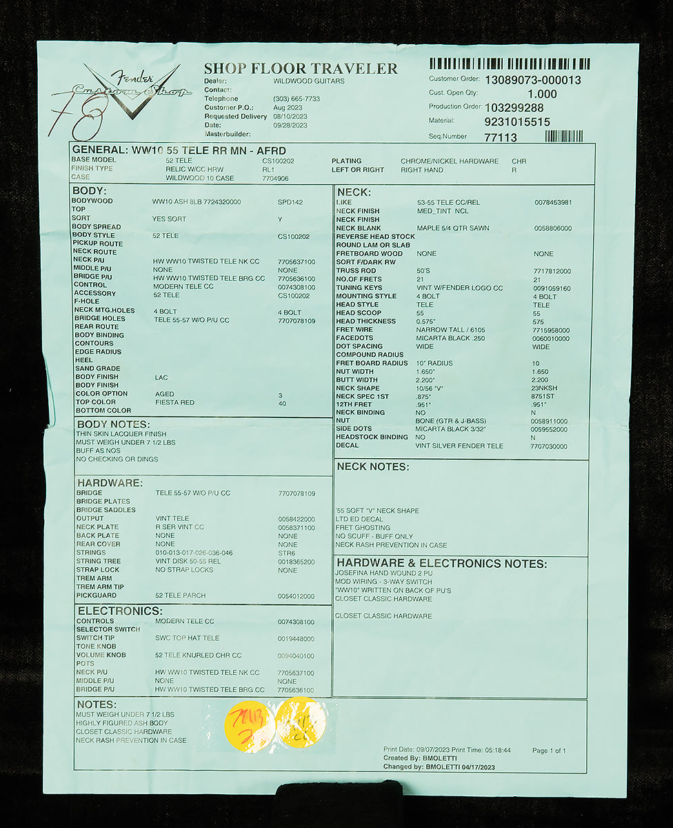 Wildwood 10 Relic-Ready 1955 Telecaster