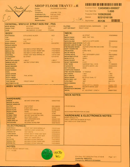 Wildwood 10 1961 Stratocaster - NOS