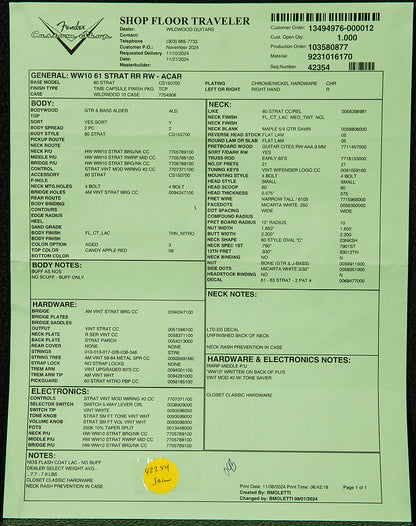 Fender Custom Shop Wildwood 10 Relic-Ready 1961 Stratocaster