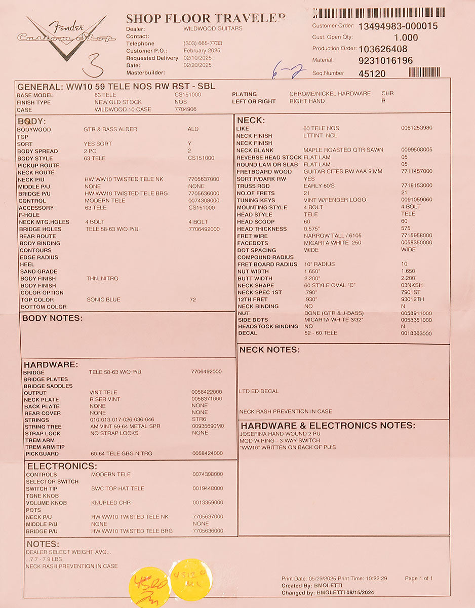 Wildwood 10 1959 Telecaster - NOS