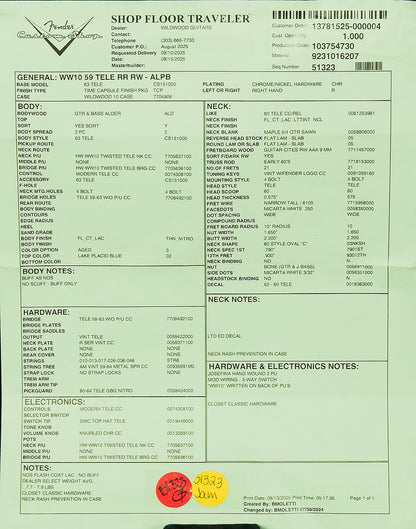 Wildwood 10 Relic-Ready 1959 Telecaster