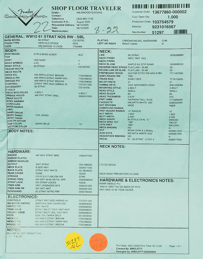 Wildwood 10 1961 Stratocaster - NOS