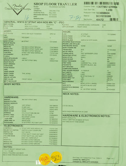 Wildwood 10 1957 Stratocaster - NOS