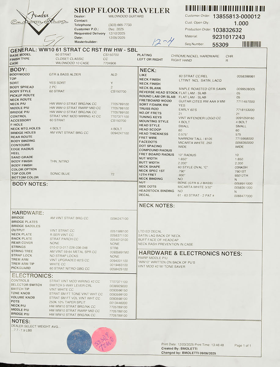 Wildwood 10 1961 Stratocaster - Closet Classic