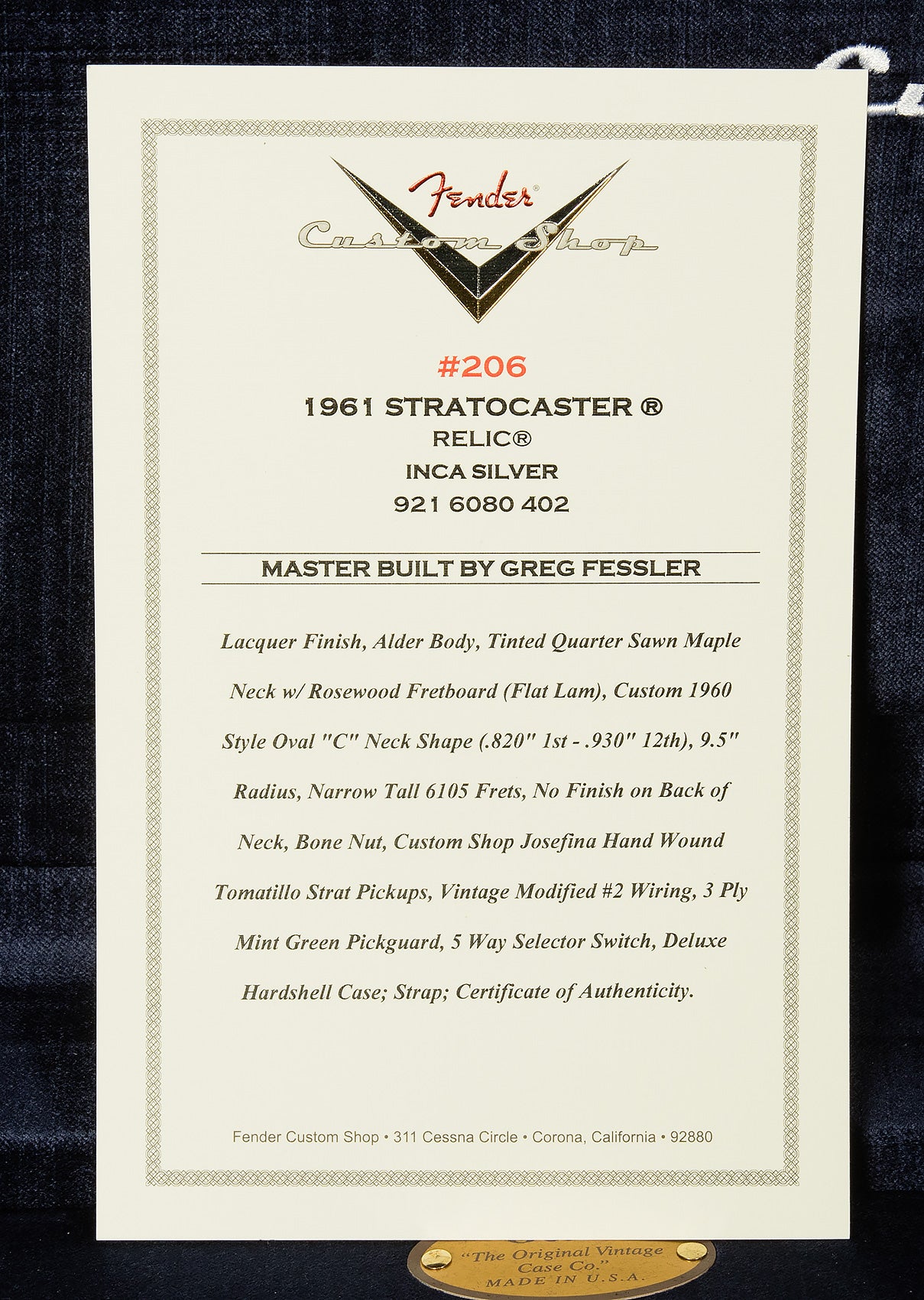 Masterbuilt 1961 Stratocaster by Greg Fessler - Journeyman Relic