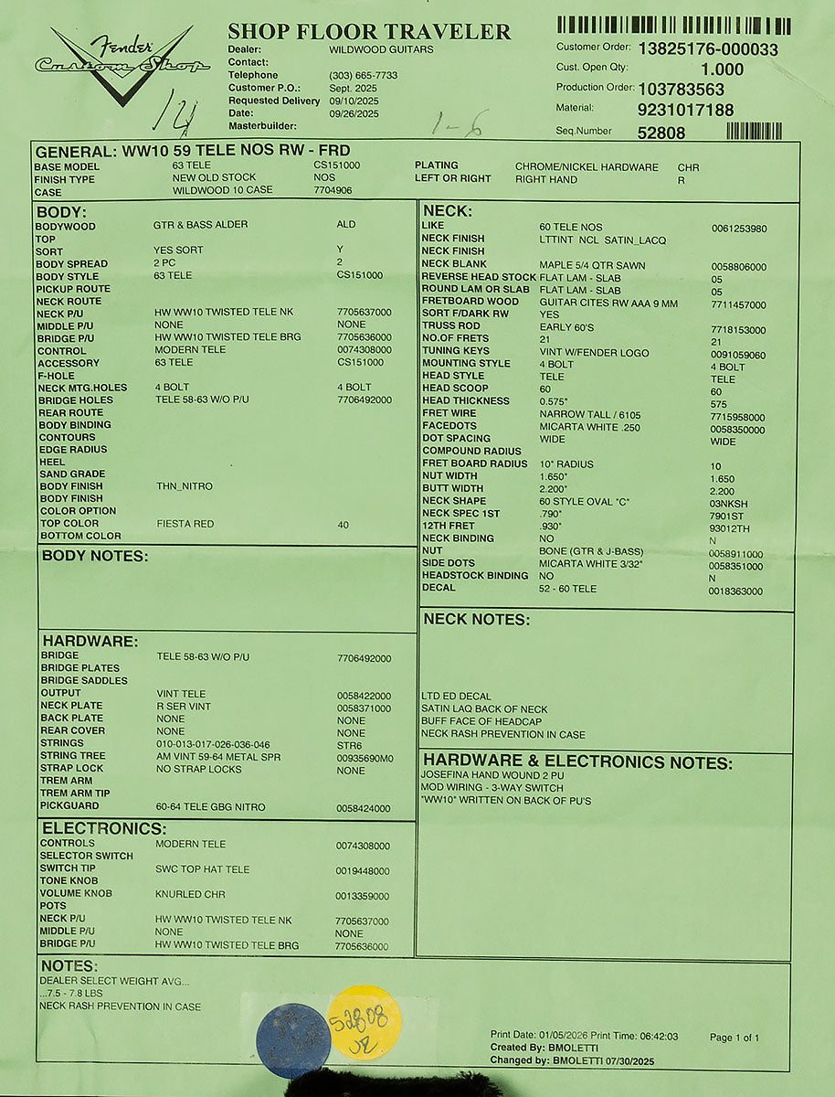 Wildwood 10 1959 Telecaster - NOS