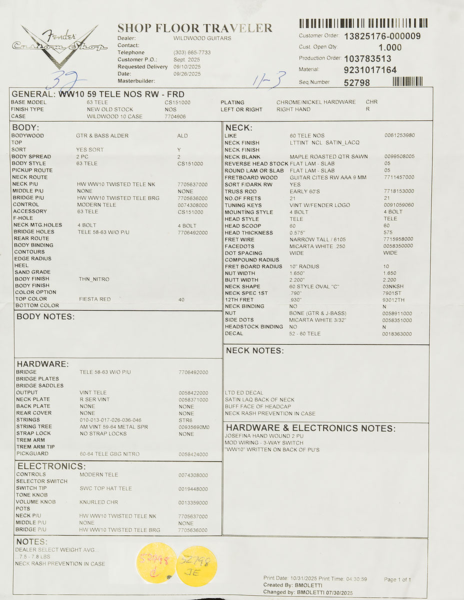Wildwood 10 1959 Telecaster - NOS