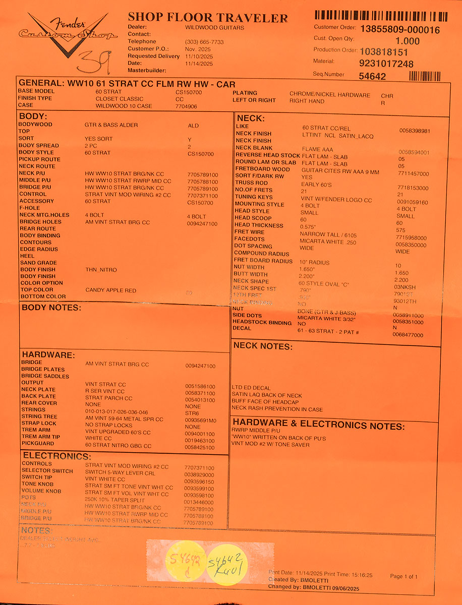 Wildwood 10 1961 Stratocaster - Closet Classic