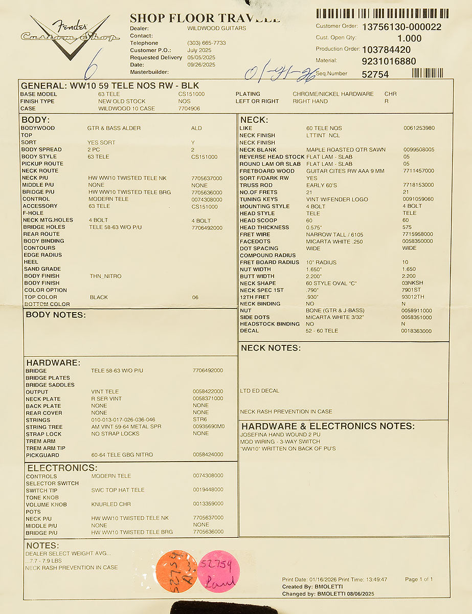 Wildwood 10 1959 Telecaster - NOS