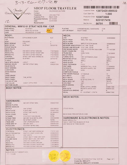 Wildwood 10 1961 Stratocaster - NOS