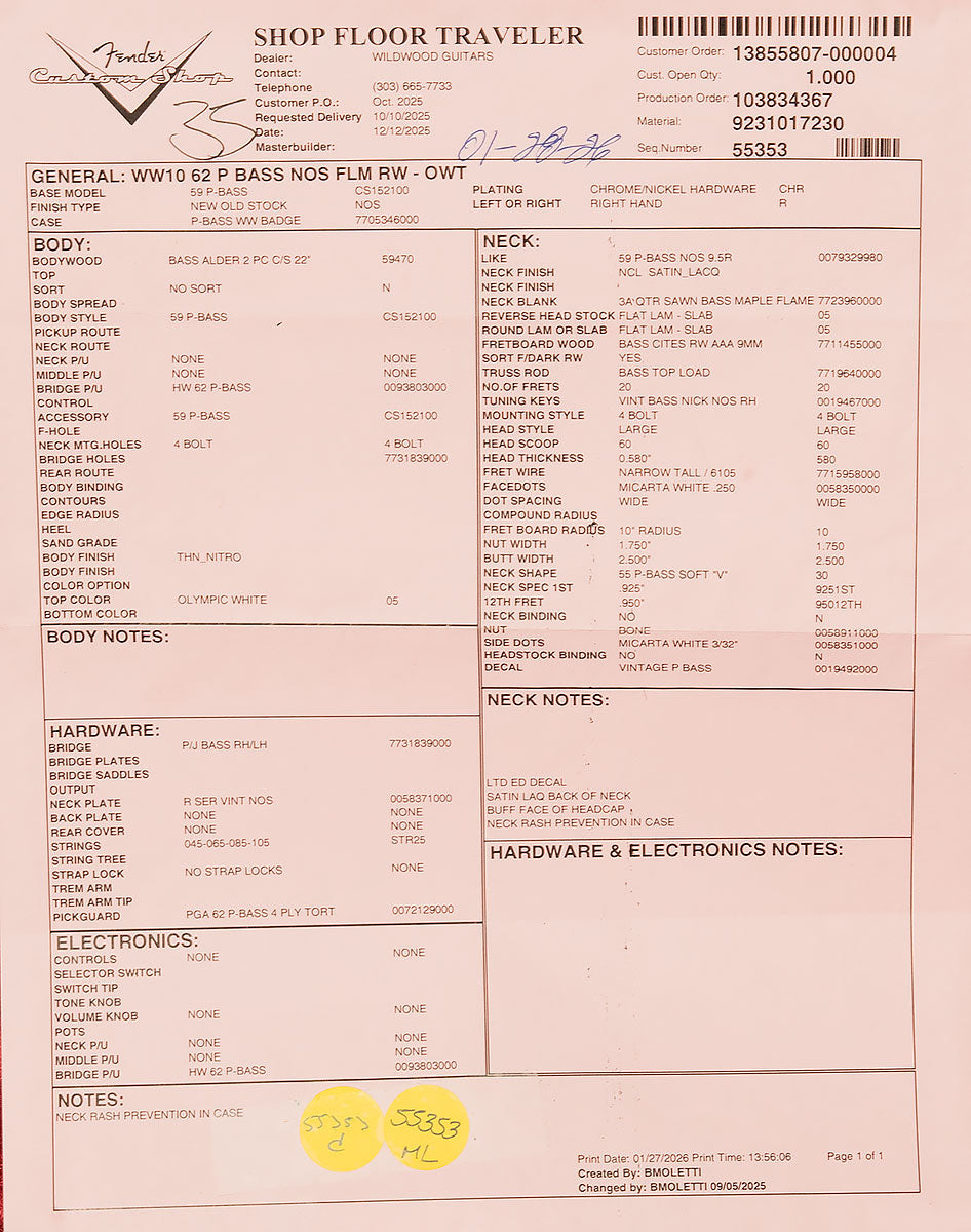 Wildwood 10 1962 Precision Bass - NOS