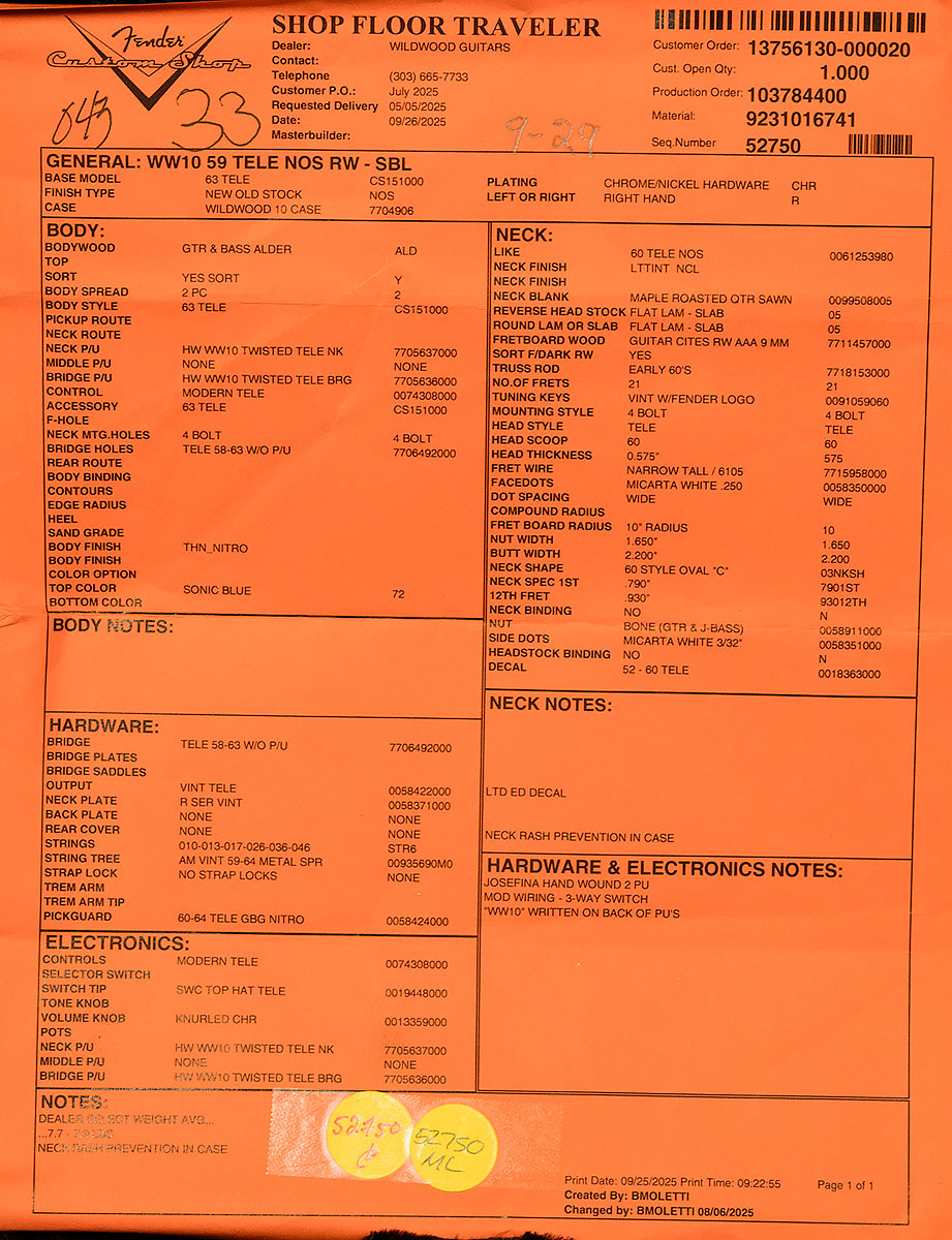 Wildwood 10 1959 Telecaster - NOS