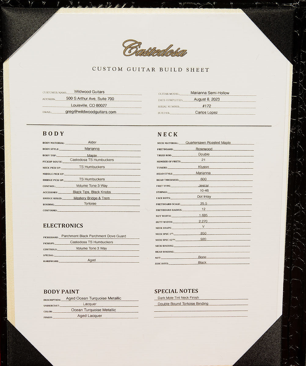 2023 Castedosa Guitars Marianna Semi-Hollow