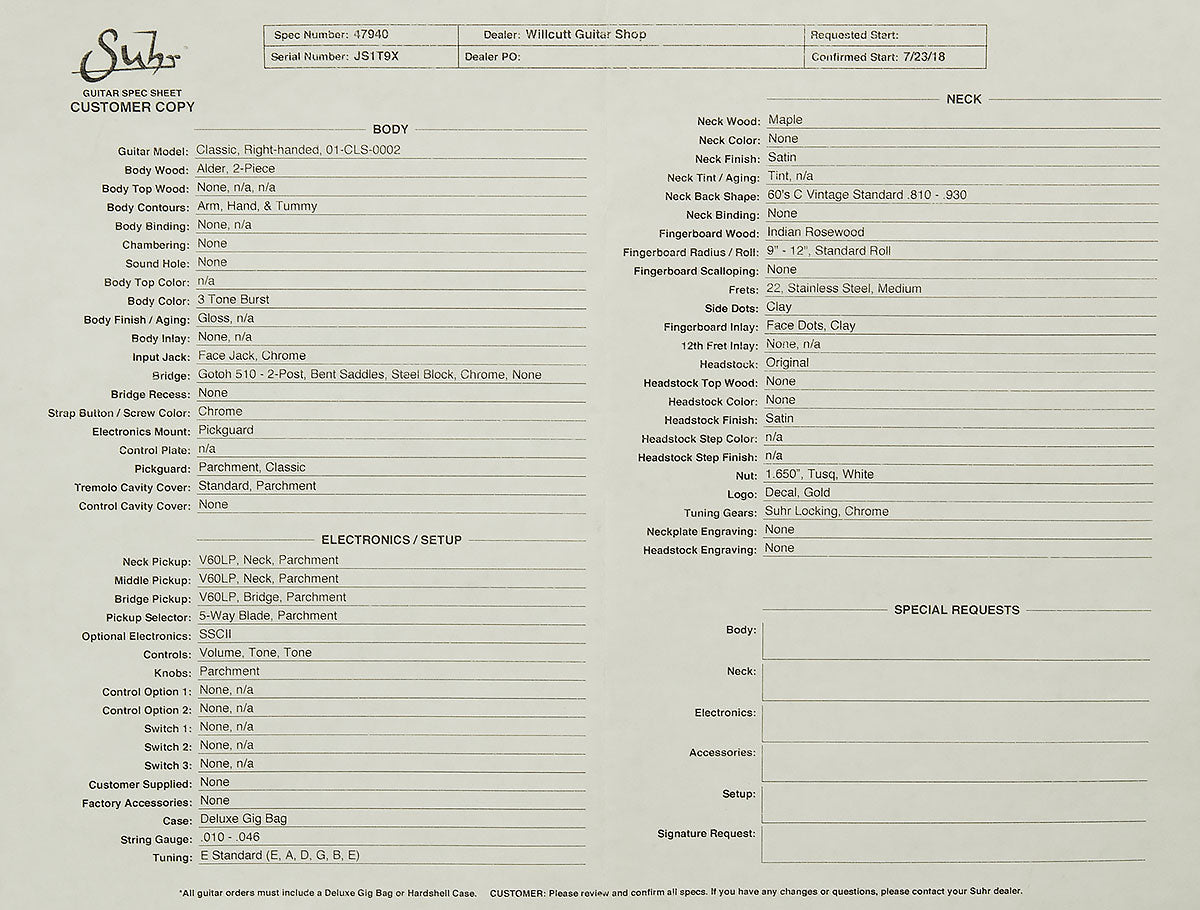 2018 Suhr Classic S SSS