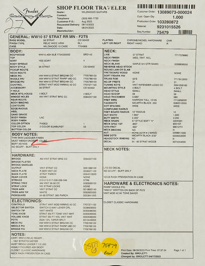 2023 Fender Custom Shop Wildwood 10 Relic-Ready 1957 Stratocaster