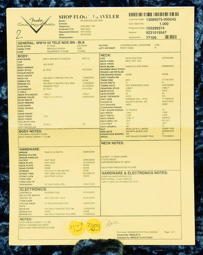 2024 Fender Custom Shop Wildwood 10 1955 Telecaster - NOS